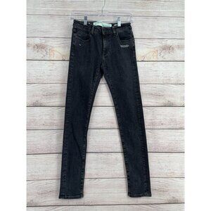 Off White Main Label Virgil Abloh Skinny Jeans Women's 26 Black Made in Italy‎
